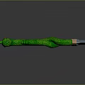 Green Snake Shaped Weapon With Red Eyes Claw Design And Grid Texture Blade