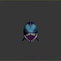 Blue And Purple Shark Toy With Open Mouth Sharp Teeth And Red Eyes