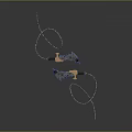 Dual Bladed Weapons With Blue Glowing Accents And Golden Handles Connected By Chain