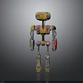 Vintage Colorful Robot Figure With Yellow Red Green Parts And Metal Joints