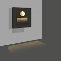 Modern Black Square Wall Light With Round Source And Warm Illumination 3d model