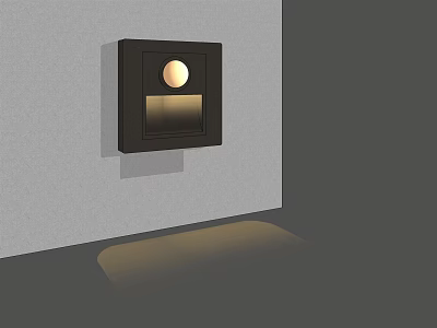 Modern Black Square Wall Light With Round Source And Warm Illumination 3d model