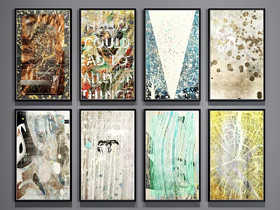 Colorful Abstract Paintings with Varied Textures and Patterns for Wall Decor 3d model