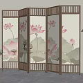 New Chinese-style Screen Partition Floor Lamp 3d model