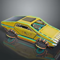 Futuristic Yellow Solar Powered Car With TAXI Sign Unique Wheels And Modern Design