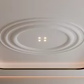 White Ceiling Design With Circular Decorative Multi Layer Lines And Recessed Lights