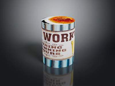 Creative Work Themed Cup With Inspiring Thinking Hours Text And Caramelized Top Design 3d model