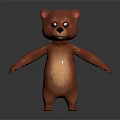 Cute Brown Bear Cub 3D Model in Standing Pose with Realistic Fur Texture 3d model