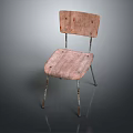 Vintage Leisure Chair With Wooden Seat Backrest And Rustic Metal Legs