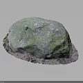 Organic Natural Stone With Green Moss Covered Rough Surface And Natural Shape For Garden Decoration