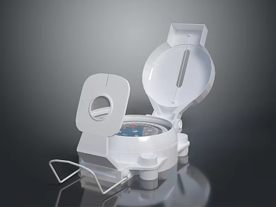 White Medical Equipment with Open Transparent Lid and Stable Stand Base 3d model