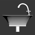 Modern White Square Bathroom Sink Basin With Chrome Faucet And Sleek Design