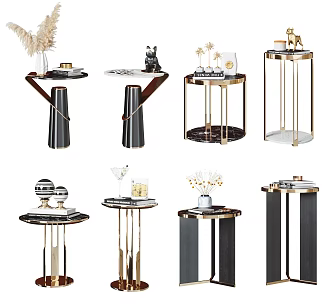 Modern Light Luxury Side Table Combination Small Coffee Table Small Round Table Side Table Decoration Metal Side Table 3d model