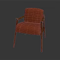 Orange Upholstered Leisure Chair With Wooden Armrests And Sturdy Wooden Legs Design