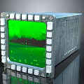 Industrial Electronic Device Featuring Green Digital Display Screen And Metal Casing Buttons Around