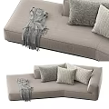 Light Gray Fabric Sectional Sofa With Plush Pillows And Cozy Throw Blanket 3d model