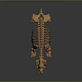 Orange Colored Animal Skeleton 3D Model With Detailed Bone Structure And Dark Background 3d model
