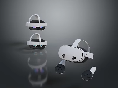 Modern VR Headsets With Controllers For Immersive Computer Gaming Experience Design 3d model