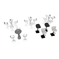 Modern Bar Counter With Round Tables White Black Stools And Vase Decoration