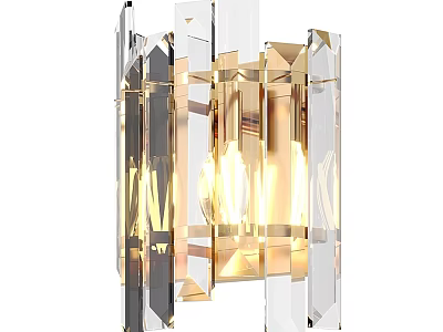 Modern Wall Lamp Featuring Crystal Glass Design And Warm Gold Lighting 3d model