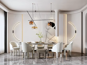 Modern Dining Table Chair Combination Dining Table Chair 3d model
