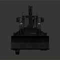 Black Utility Vehicle with Front Loader Bucket Excavator Arm and Cab