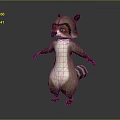 3D Animated Raccoon Character In Standing Pose With Fluffy Fur And Cute Expression
