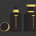 Park Avenue Perfume Bottles With Black Design And Gold Caps On Dark Reflective Surface