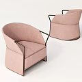 Elegant Pink Single Sofa With Black Metal Armrests Modern Interior Design 3d model