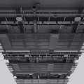 Ceiling Structure With Metal Framework Pipes And Ventilation Vents In Building Interior