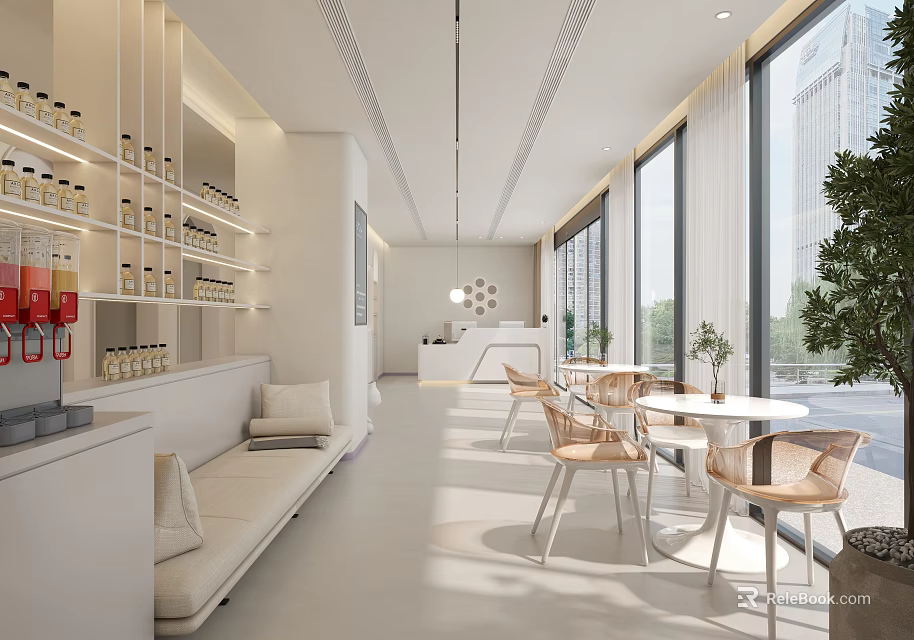 Modern Beauty Salon Interior With Bright White Decor Open Layout Comfortable Seating And Large Windows 3d model 