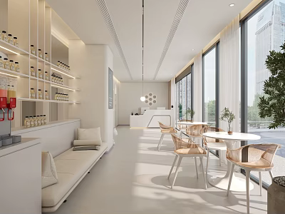 Modern Beauty Salon Interior With Bright White Decor Open Layout Comfortable Seating And Large Windows 3d model