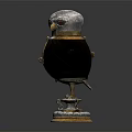 Elegant Owl Shaped Metallic Decorative Furniture Ornament With Silver Gold Accents And Sturdy Base