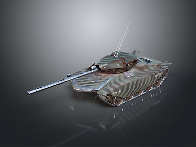 Modern Military Tank With Camouflage Pattern Long Barrel And Antenna 3d model