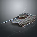 Modern Military Tank With Camouflage Pattern Long Barrel And Antenna
