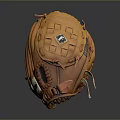Orange Leather Baseball Glove With Stitched Design And Logo Detail