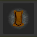 Orange Cloth Covered Object Placed On Gray Floor With Gray Background