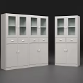 Modern White Bookcase Design With Glass Doors Drawers And Storage Cabinets