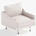 White Leather Single Sofa with Modern Backrest Armrests and Silver Metal Legs 3d model