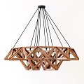 Modern Wooden Geometric Chandelier With Intricate Hanging Structure For Interior Decor
