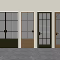 Stylish Double Doors with Grid Patterns Metal and Wooden Frames Green Brown and Dark Finishes