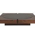 Modern Square Wooden Coffee Table Featuring Sturdy Frame And Circular Glass Top