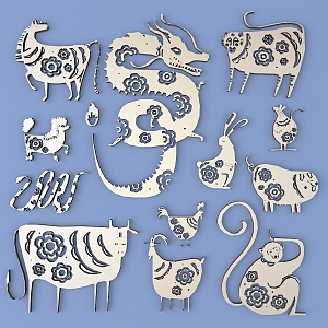 Chinese Metal Carved Chinese Zodiac Carved Chinese Pattern Hollow Carved Traditional Carved 3d model