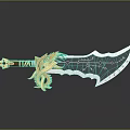 Decorative Ornate Black Blade With Golden Dragon Hilt And Intricate Rune Patterns