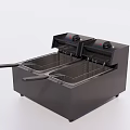 Black Electric Double Basket Deep Fryer Kitchen Cooking Appliance With Control Knobs 3d model