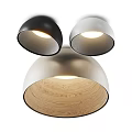 Modern Black and White Pendant Light with Wooden Shade and Multiple Lamps 3d model