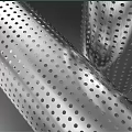 Perforated Metal Tubes With Round Holes Shiny Surface And Cylindrical Design