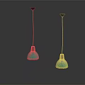 Modern Chandelier Design With Two Turquoise Lampshades And Black Hanging Poles