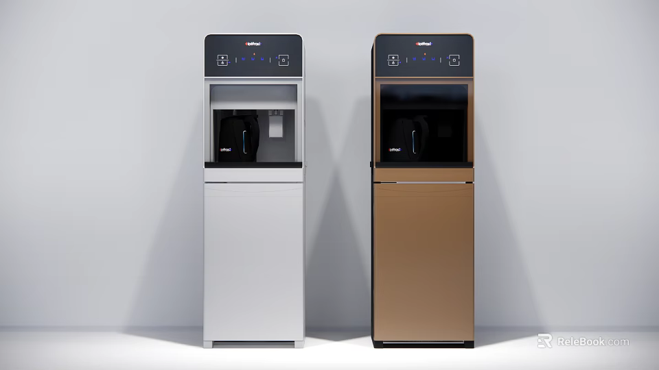 Stylish Standing Water Dispensers in White and Brown Modern Design for Daily Use 3d model 
