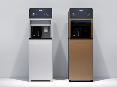 Stylish Standing Water Dispensers in White and Brown Modern Design for Daily Use 3d model